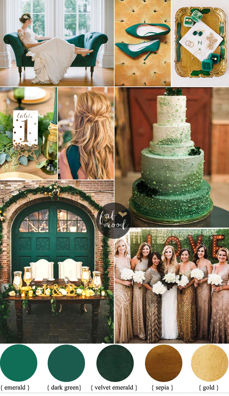 Vintage Theme Wedding
 Emerald and Gold Wedding Colour for Vintage Wedding Theme