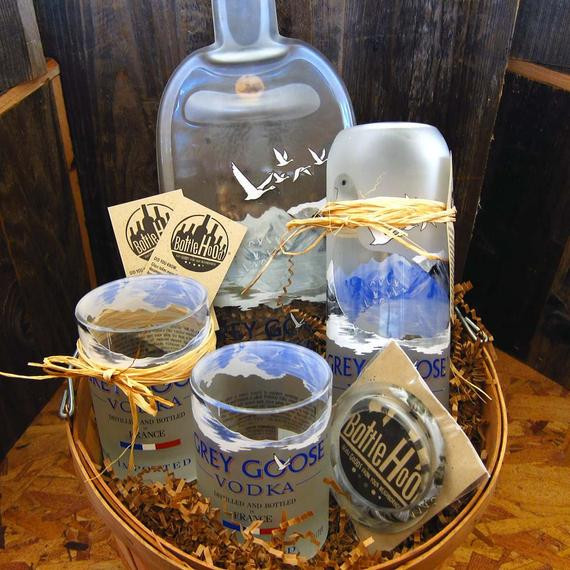 Vodka Gift Basket Ideas
 Items similar to Grey Goose Vodka Gift Basket Recycled