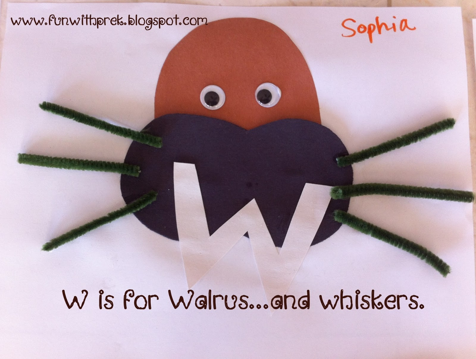 W Crafts For Preschoolers
 Lil Miss SmartyPants W is for walrus whiskers and
