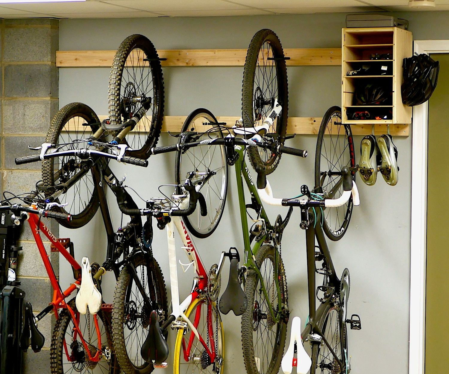 Wall Bike Rack DIY
 DIY Bike Rack for $20 Bike Storage Stand & Cabinet for