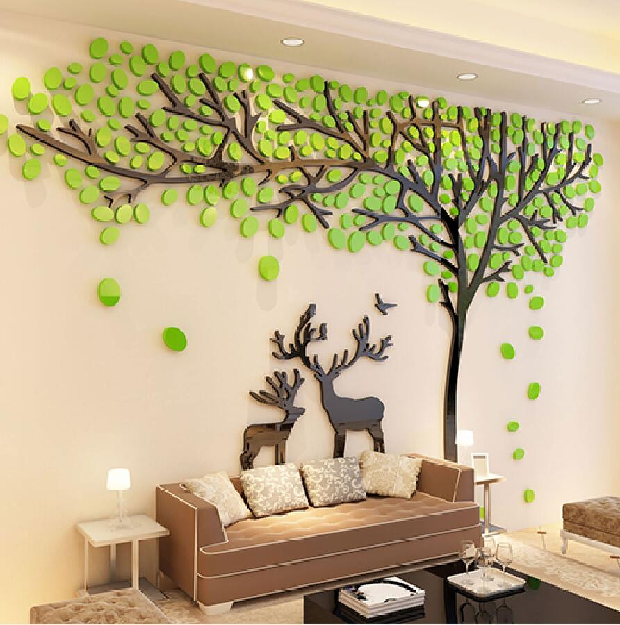 Wall Decals For Living Room
 2017 Elk Trees 3D Stereo Wall Stickers Living Room Sofa TV