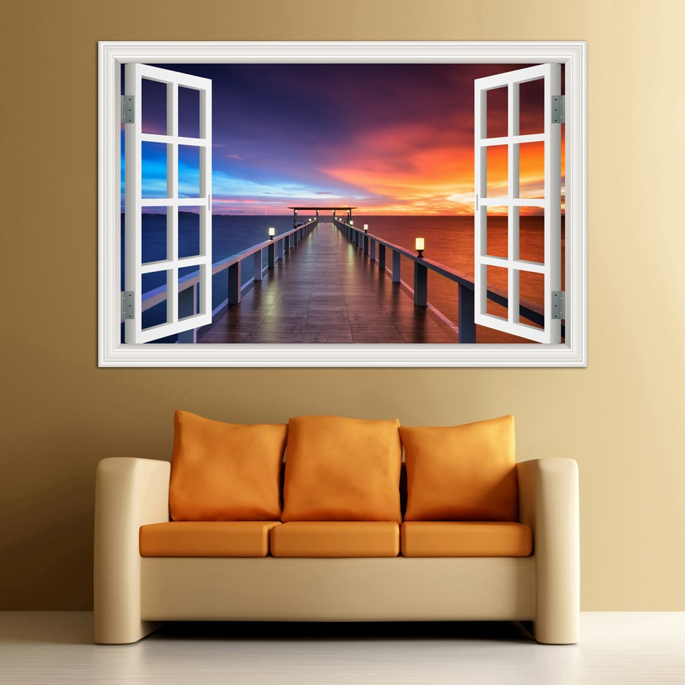 Wall Decals For Living Room
 Aliexpress Buy 3D Window View Wall Decal Sticker