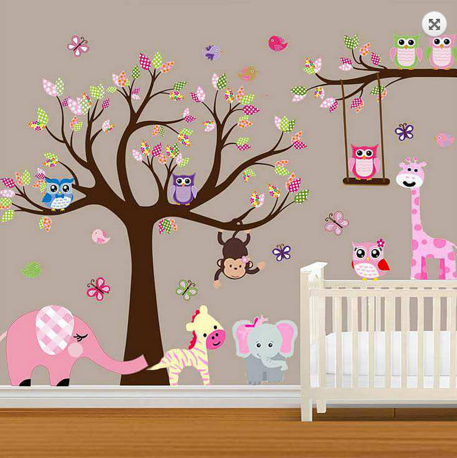 Wall Decor Baby Girl
 LARGE Baby Nursery Woodland Wall Decal Baby Girl Wall Decal