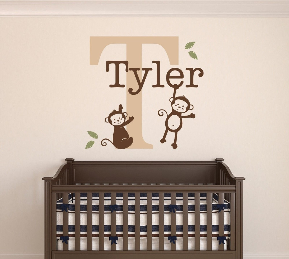 Wall Decoration For Baby Boy Room
 Aliexpress Buy Custom Monkeys Name Wall Decal Baby