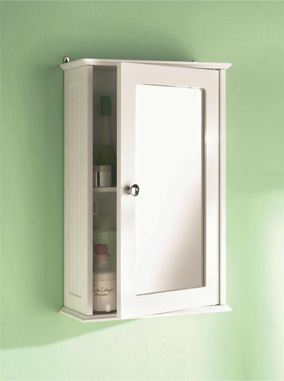Wall Mount Bathroom Cabinet
 Wall Mounted White 1 Door Single Mirror Wooden Bathroom