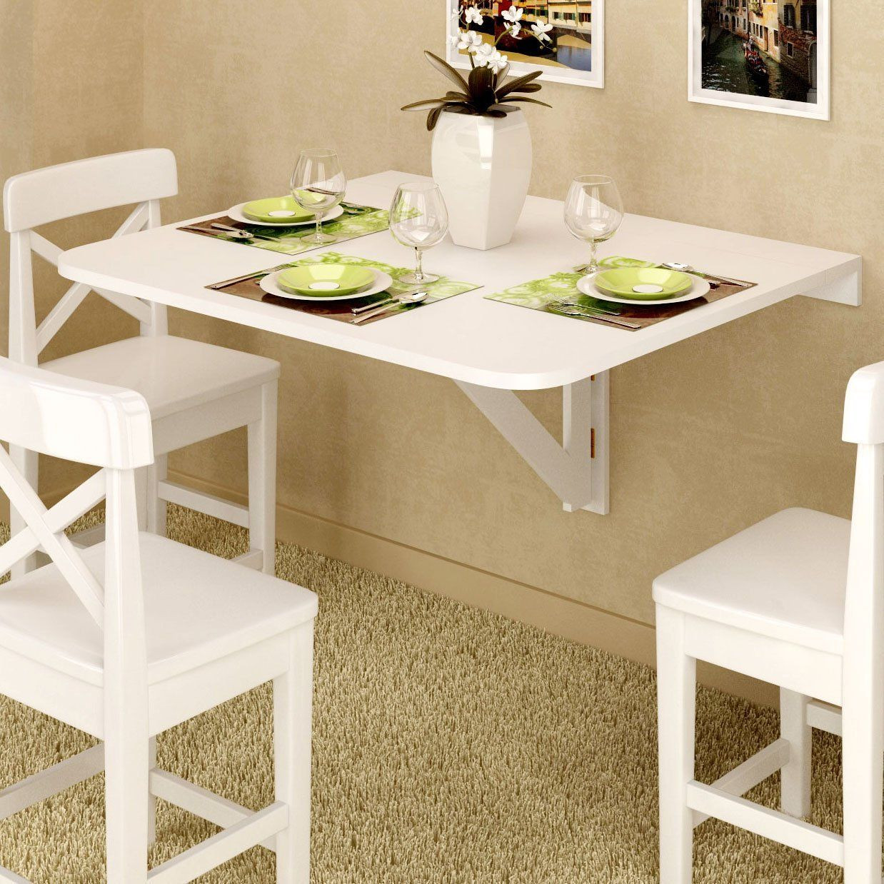Wall Mounted Kitchen Tables
 Amazon Wall Mount Drop Leaf Table White Solid