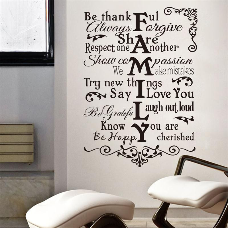 Wall Sayings For Living Room
 inspiration quote Family Warm Happy Rlues sayings
