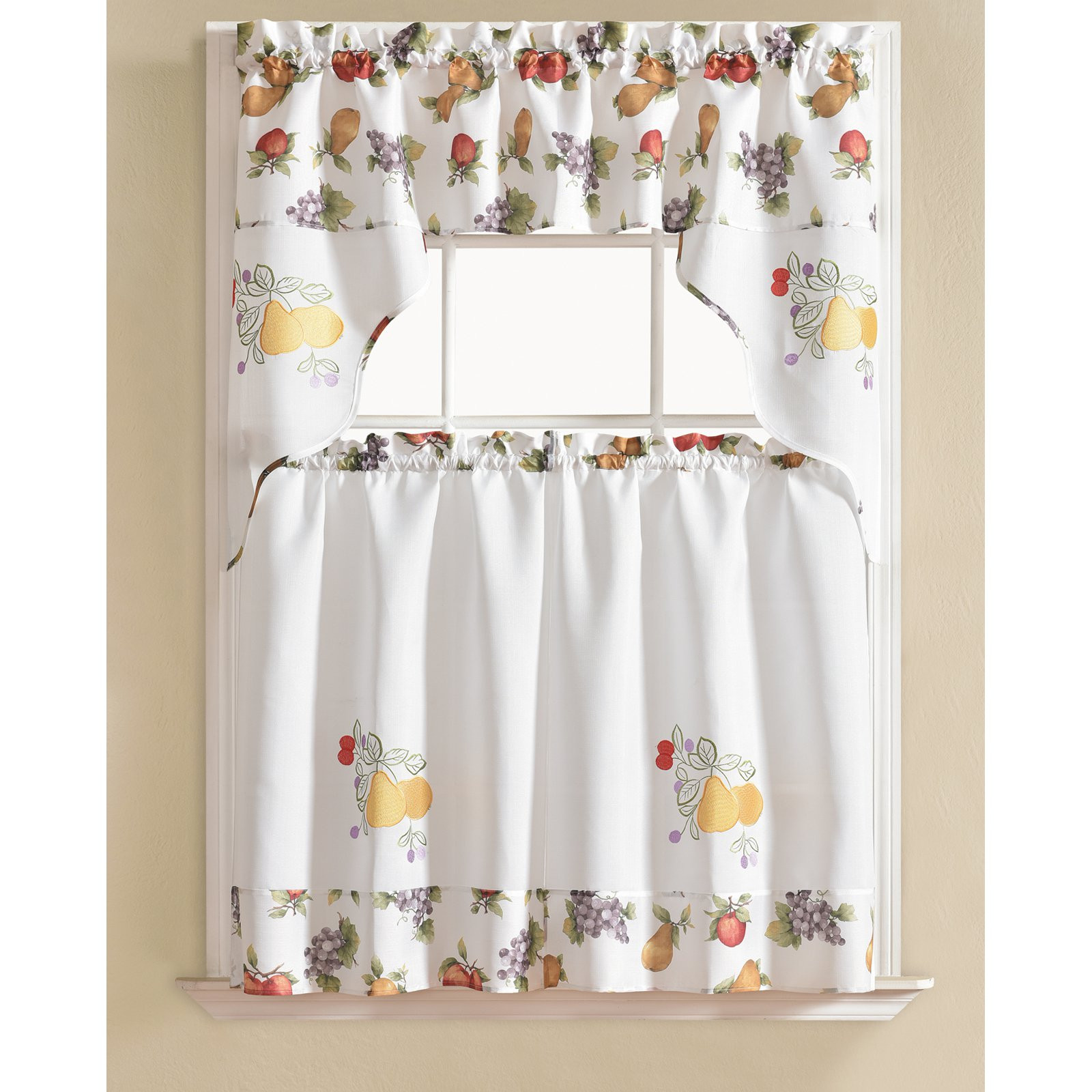 Walmart Com Kitchen Curtains
 Urban Embroidered Pear Tier and Valance Kitchen Curtain