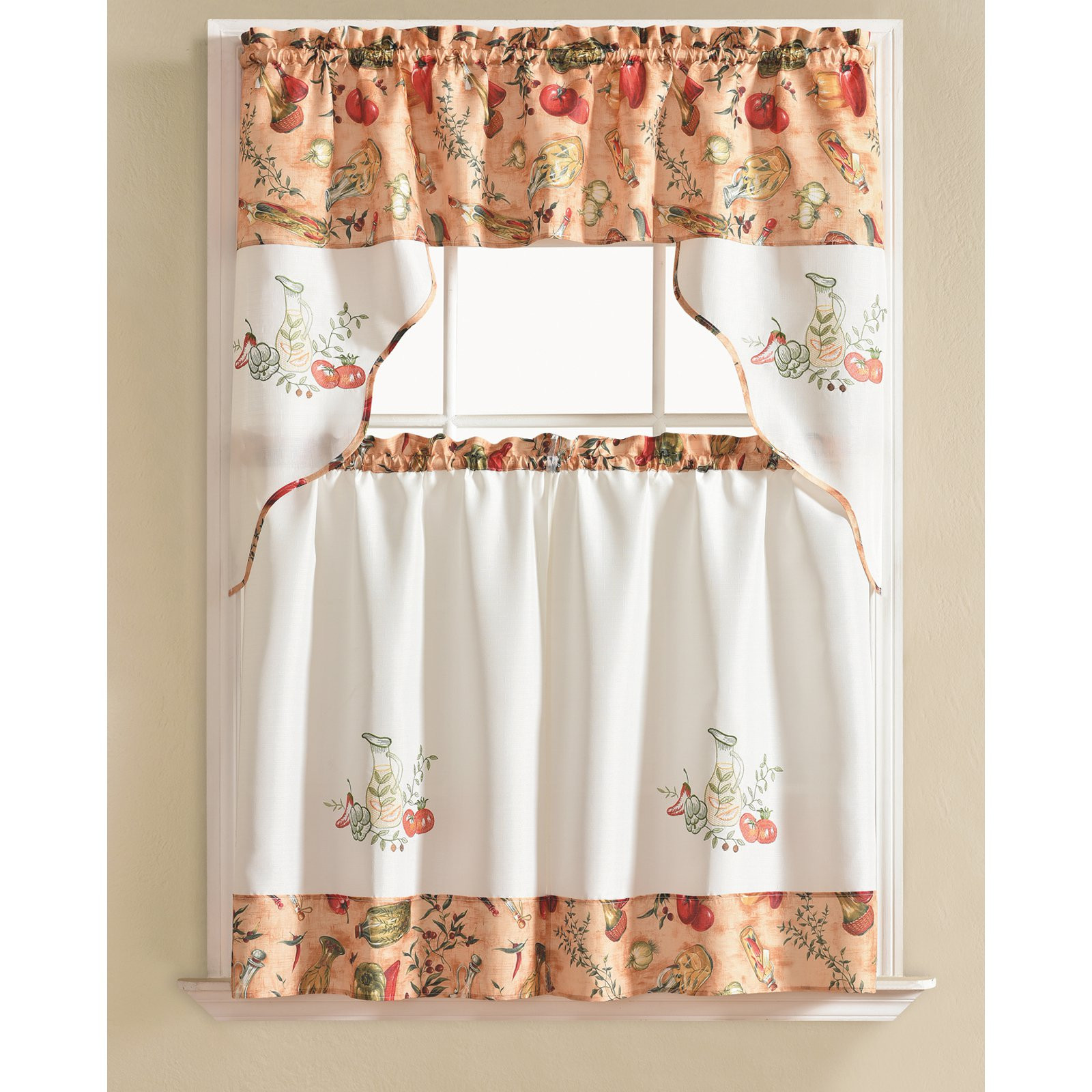 Walmart Com Kitchen Curtains
 Urban Embroidered Ve able Tier and Valance Kitchen