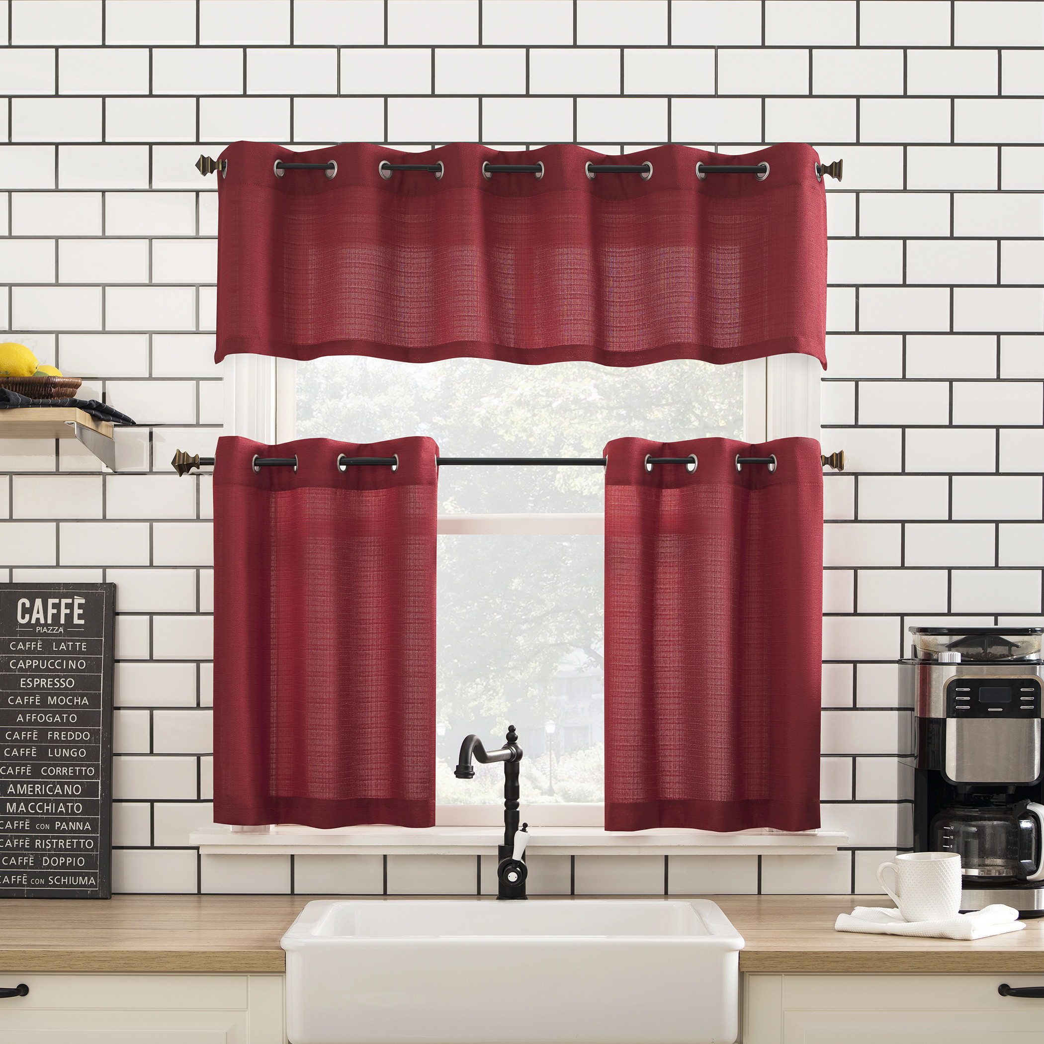Walmart Com Kitchen Curtains
 Elevated Essentials 3 Piece Kitchen Curtain Set