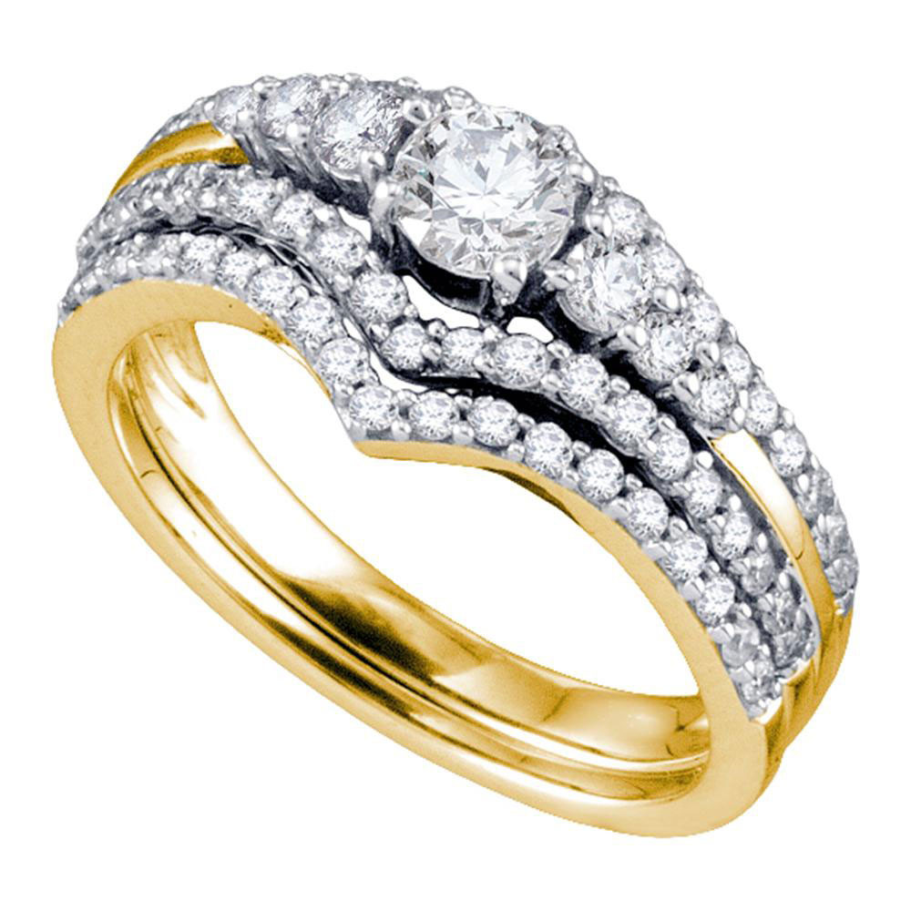 Walmart Wedding Ring Sets
 14kt Yellow Gold Womens Round Diamond Chevron Bridal