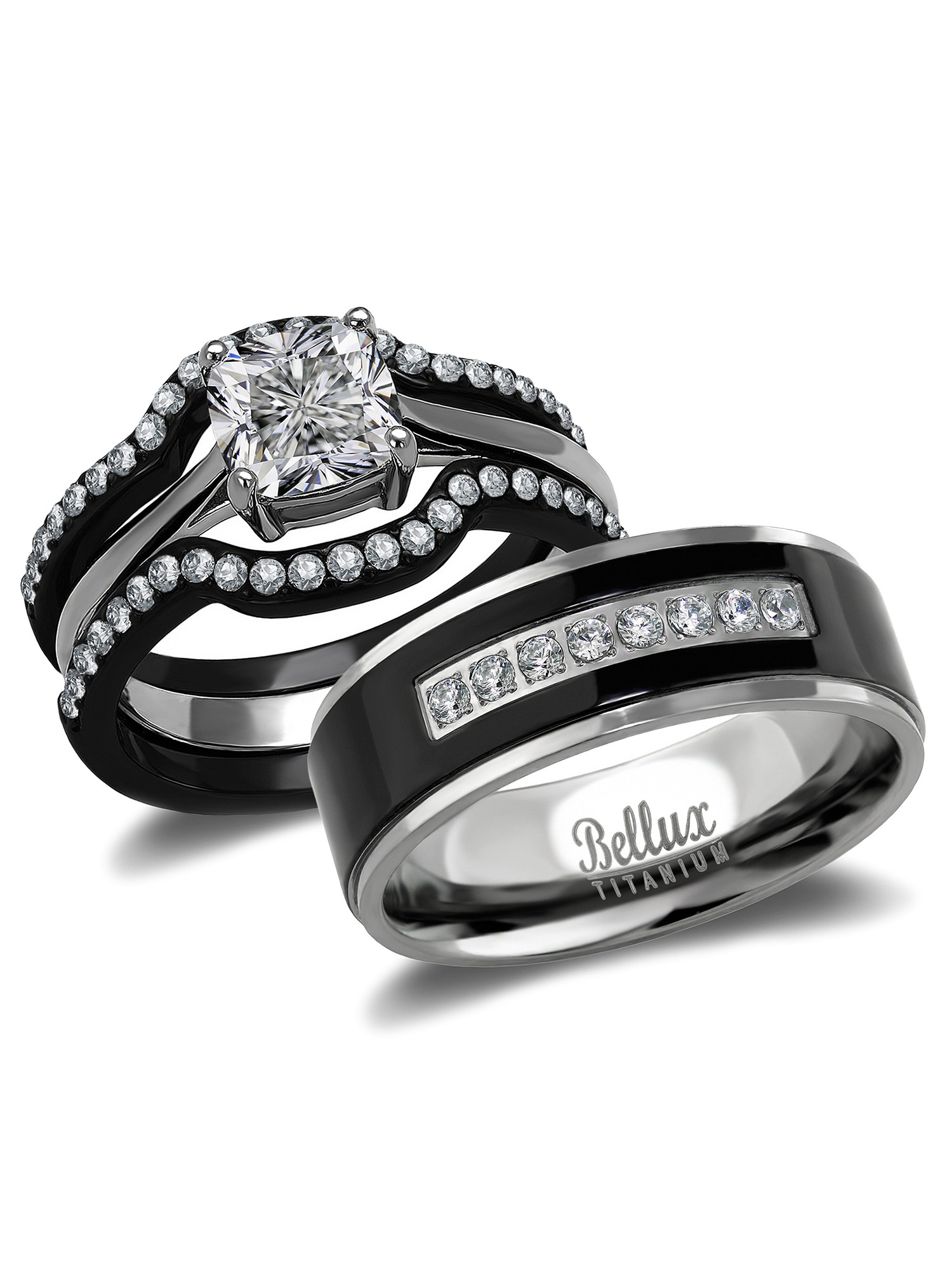 Walmart Wedding Ring Sets
 Bellux Style His and Hers Wedding Ring Sets Black
