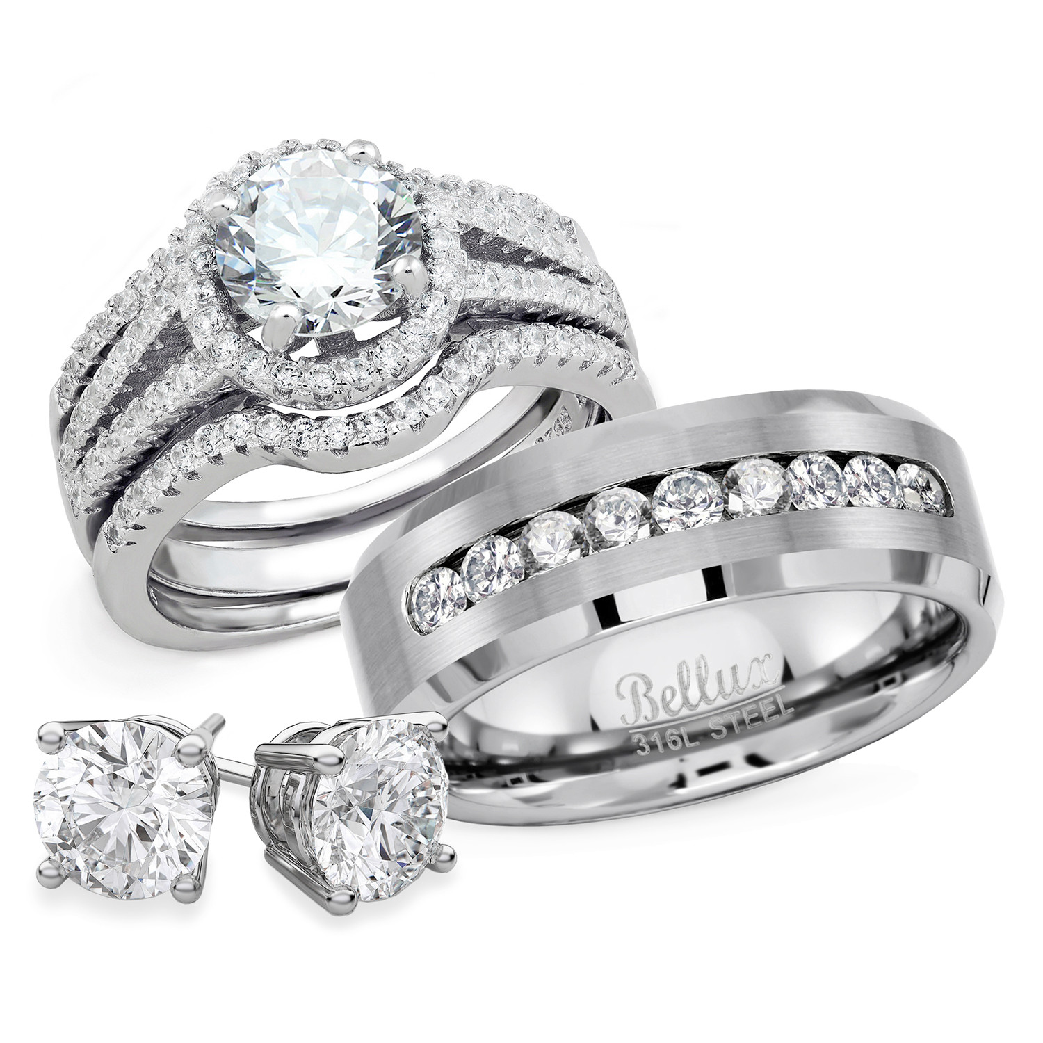 Walmart Wedding Ring Sets
 Bellux Style His and Hers Wedding Engagement Anniversary