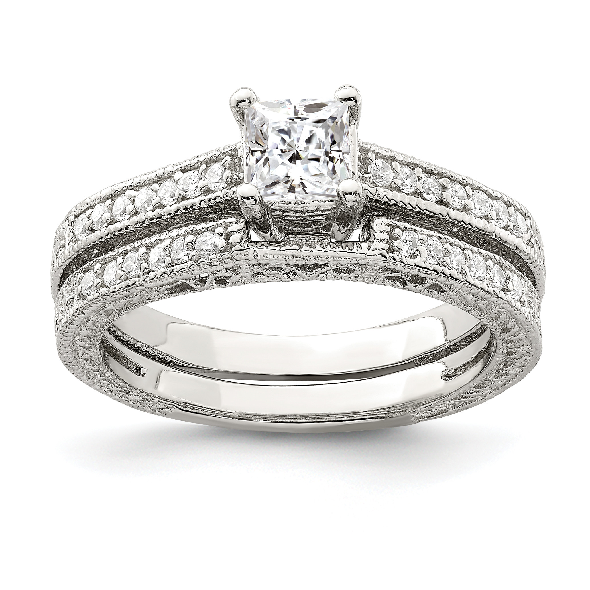 Walmart Wedding Ring Sets
 Jewelrypot Sterling Silver 2 Piece CZ Wedding Ring Set