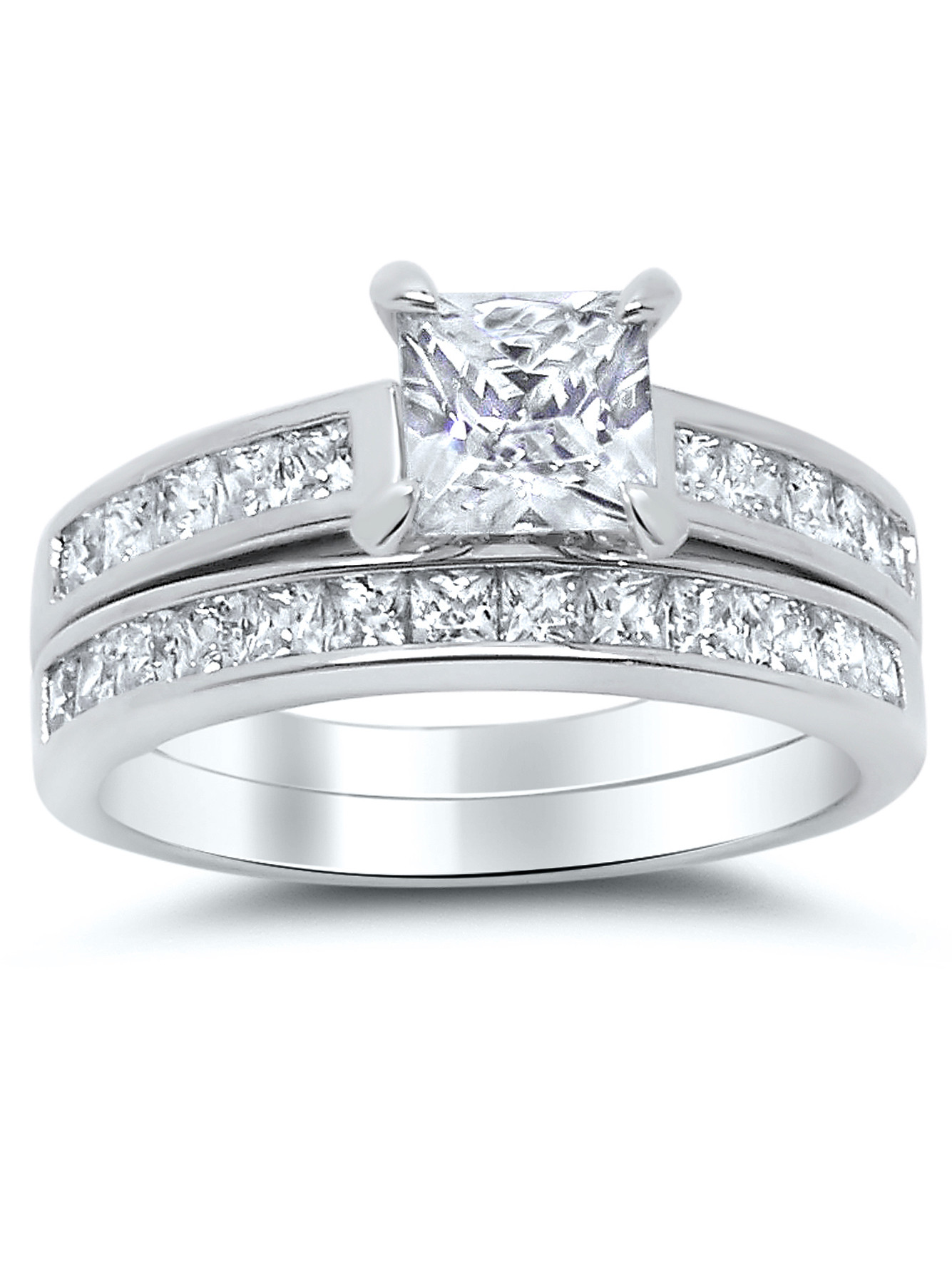 Walmart Wedding Ring Sets
 Factory 925 Sterling Silver Princess Cut Bridal Set