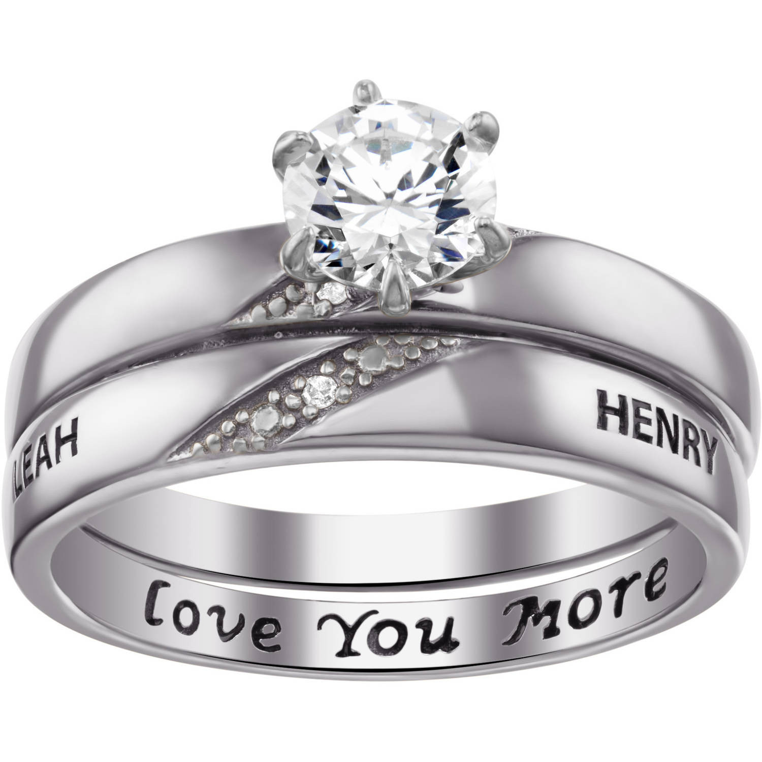 Walmart Wedding Ring Sets
 ONLINE Personalized Round CZ and Diamond Sterling Silver