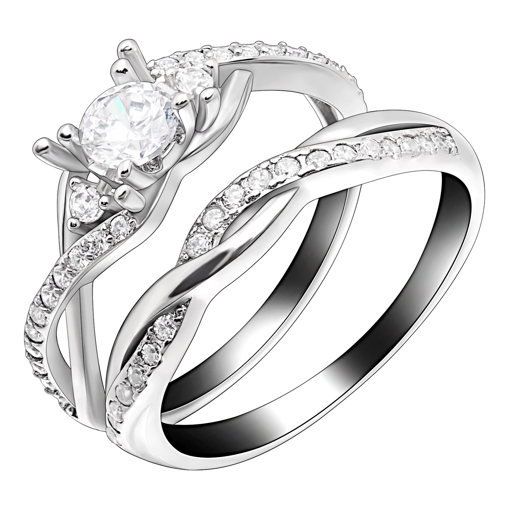 Walmart Wedding Ring Sets
 Contessa Engagement and Wedding Band Ring Set 925 Sterling