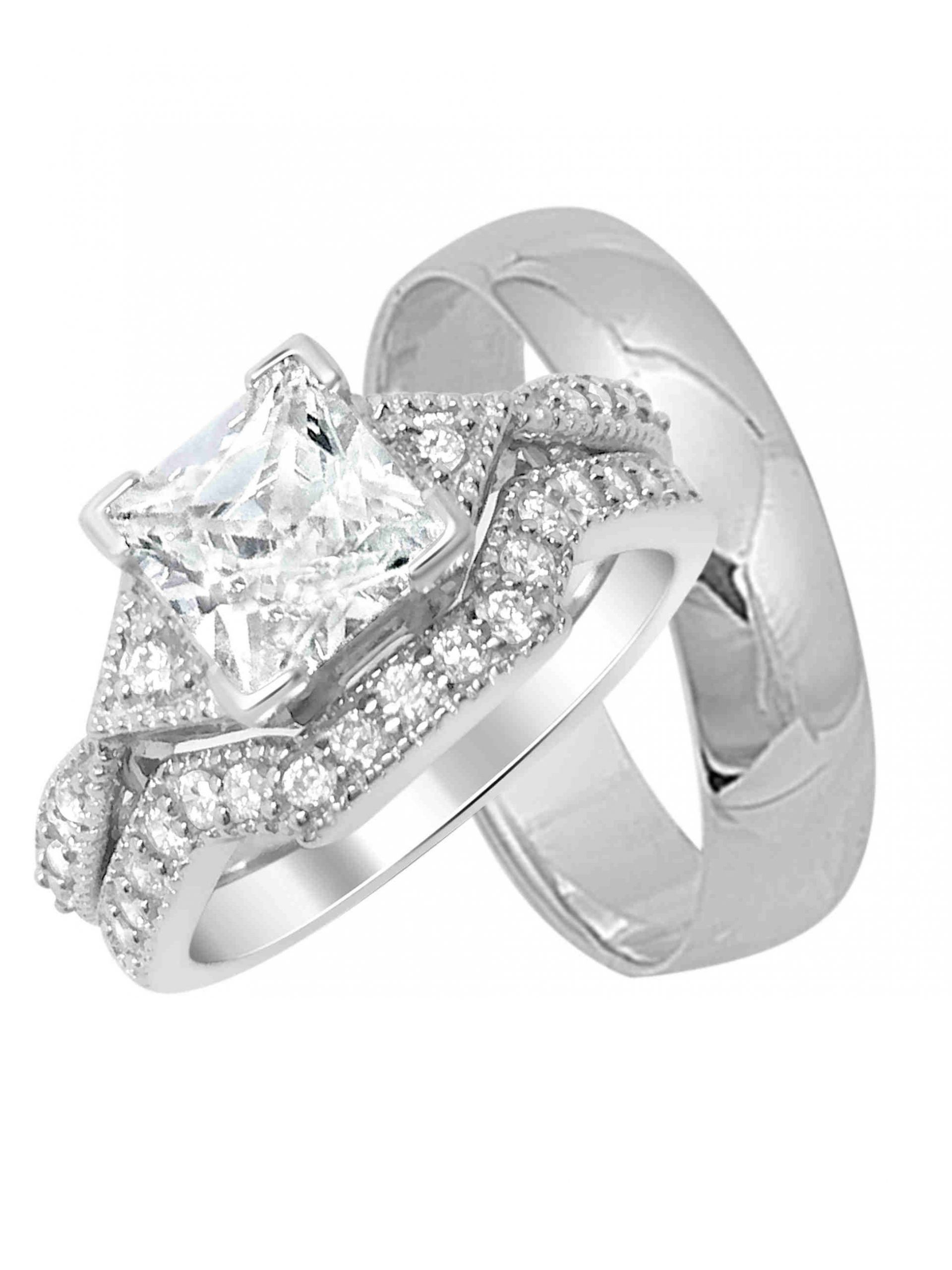 Walmart Wedding Ring Sets
 LaRaso & Co His Hers Silver Matching Wedding Bands Ring