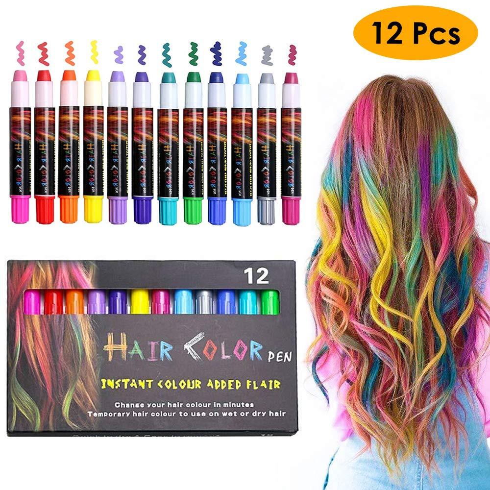 Washable Hair Coloring For Kids
 12 Color Temporary Hair Chalk Pens Crayon Salon Washable