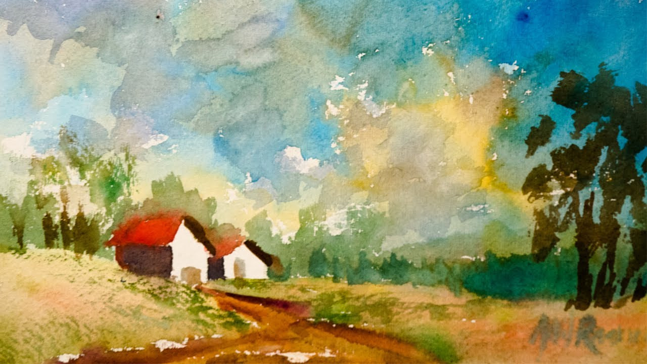 Watercolor Paintings Landscape
 Abstract Landscape in Watercolor