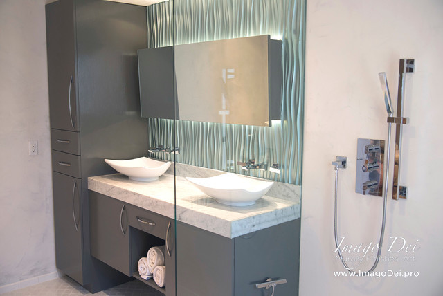 Waterproof Paint For Bathroom Walls
 Master Bath Waterproof Veneer Plaster & Metallic Tile