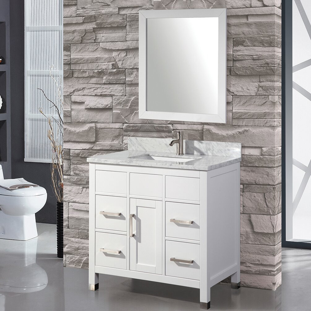Wayfair Bathroom Mirrors
 MTDVanities Ricca 36" Single Sink Bathroom Vanity Set with