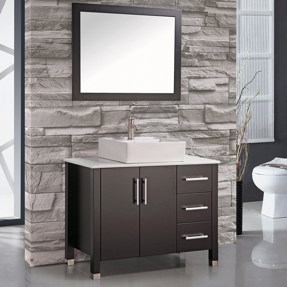 Wayfair Bathroom Mirrors
 MTDVanities Aruba 40" Single Sink Bathroom Vanity Set with