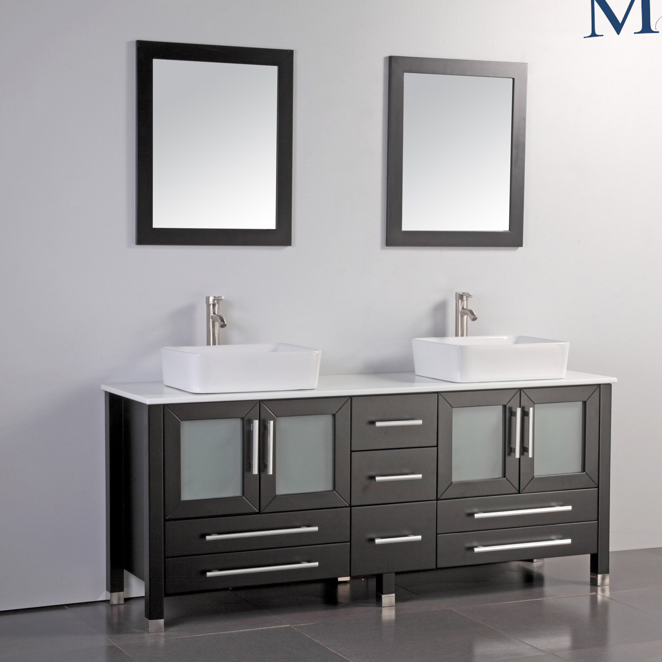Wayfair Bathroom Mirrors
 MTDVanities Malta 61" Double Bathroom Vanity Set with