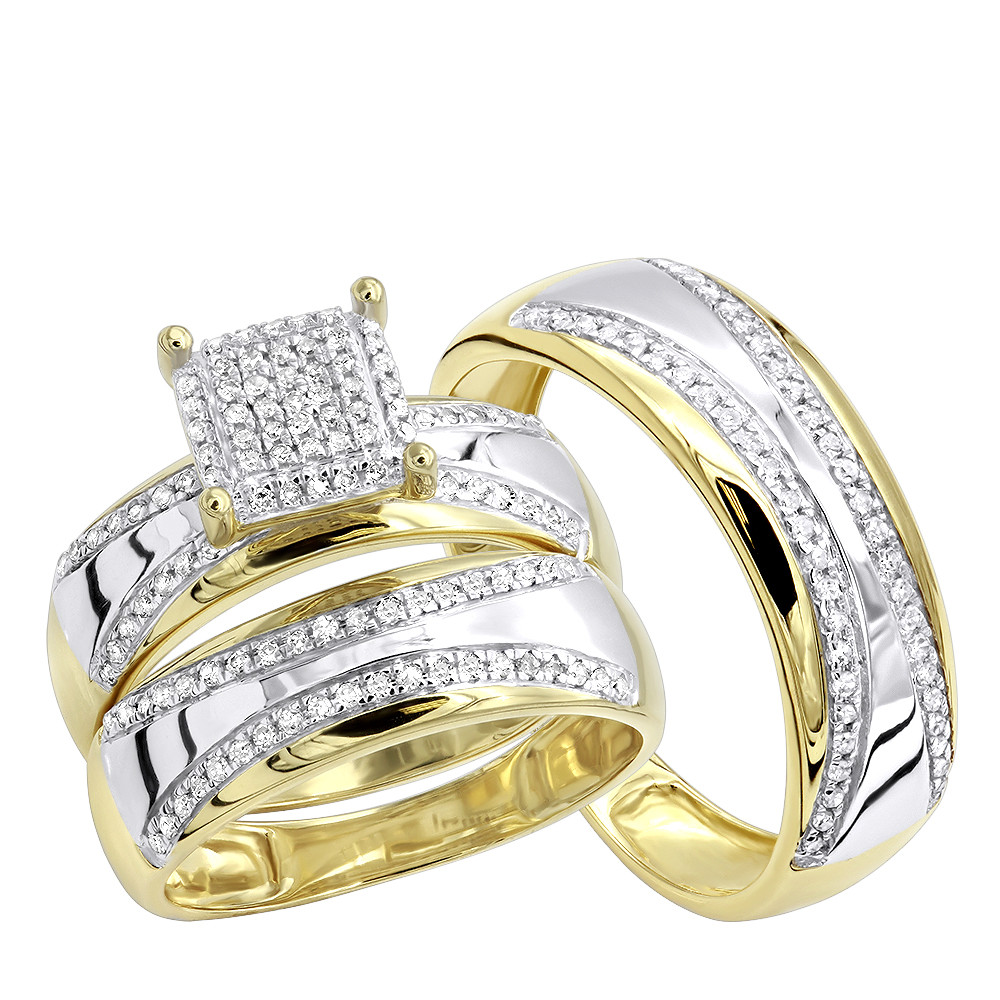 Wedding Bands Sets
 Two Tone 10k Gold Wedding Band and Engagement Ring Set