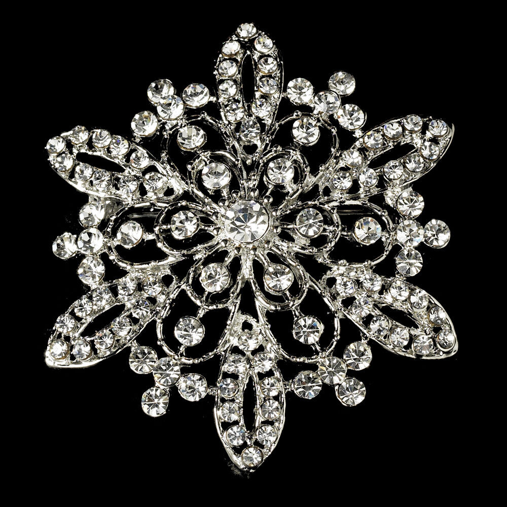 Wedding Brooches
 Silver Rhinestone Winter Wedding Snowflake Bridal Brooch