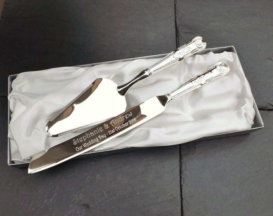 Wedding Cake Knife And Server Set
 Silver Plated Cake Knife and Server Set Personalised