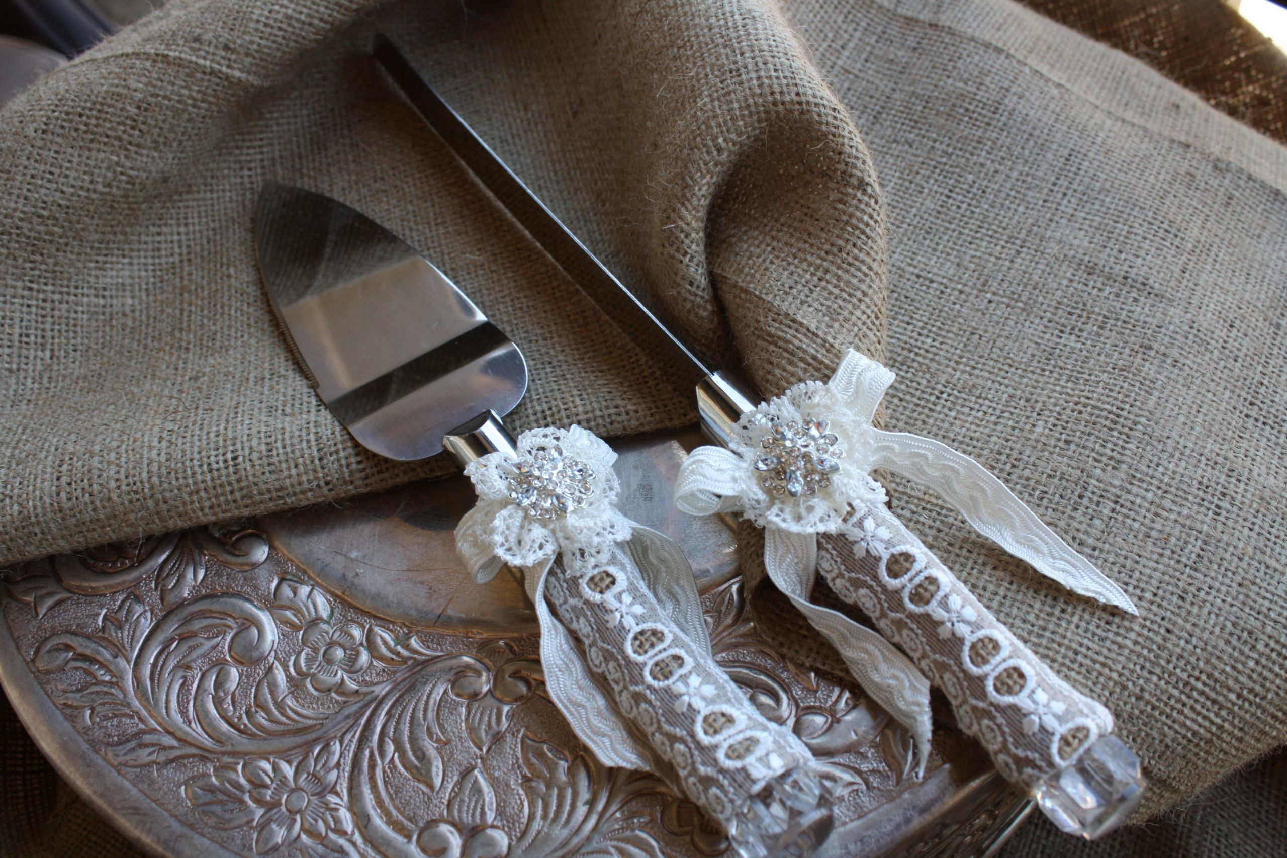 Wedding Cake Knife And Server Set
 Wedding Cake Server And Knife Set Country Rustic Chic
