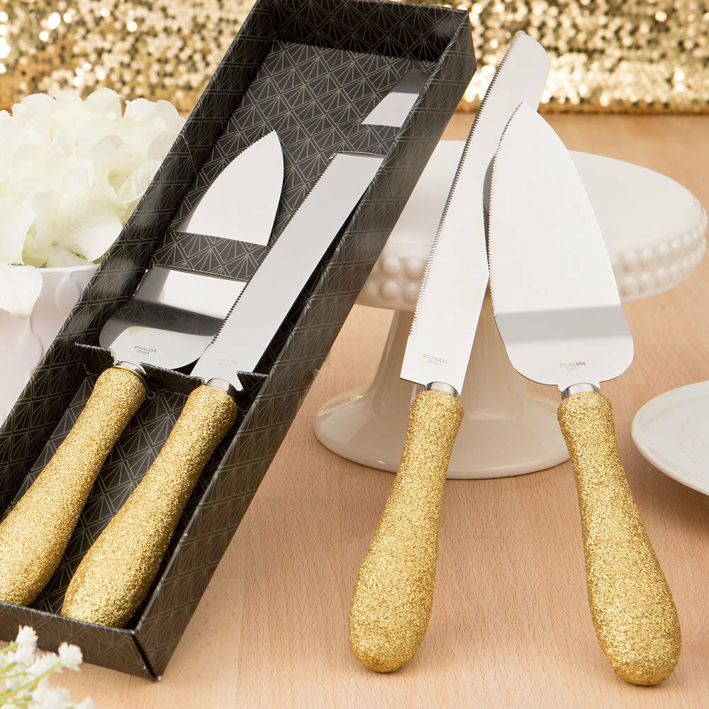 Wedding Cake Knife And Server Set
 Personalized Gold Glitter Wedding Cake Server Serving