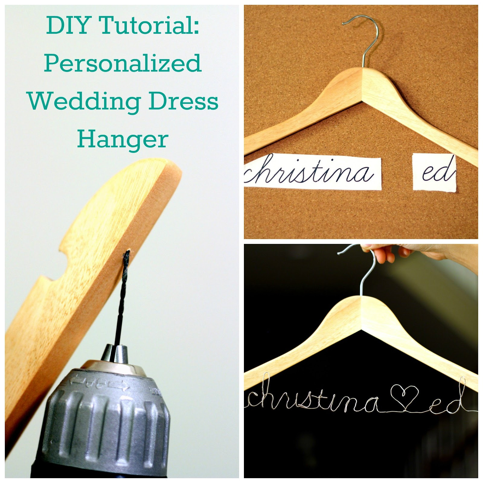 Wedding Dress Hanger DIY
 DoLeeNoted DIY Tutorial Personalized wedding dress hanger