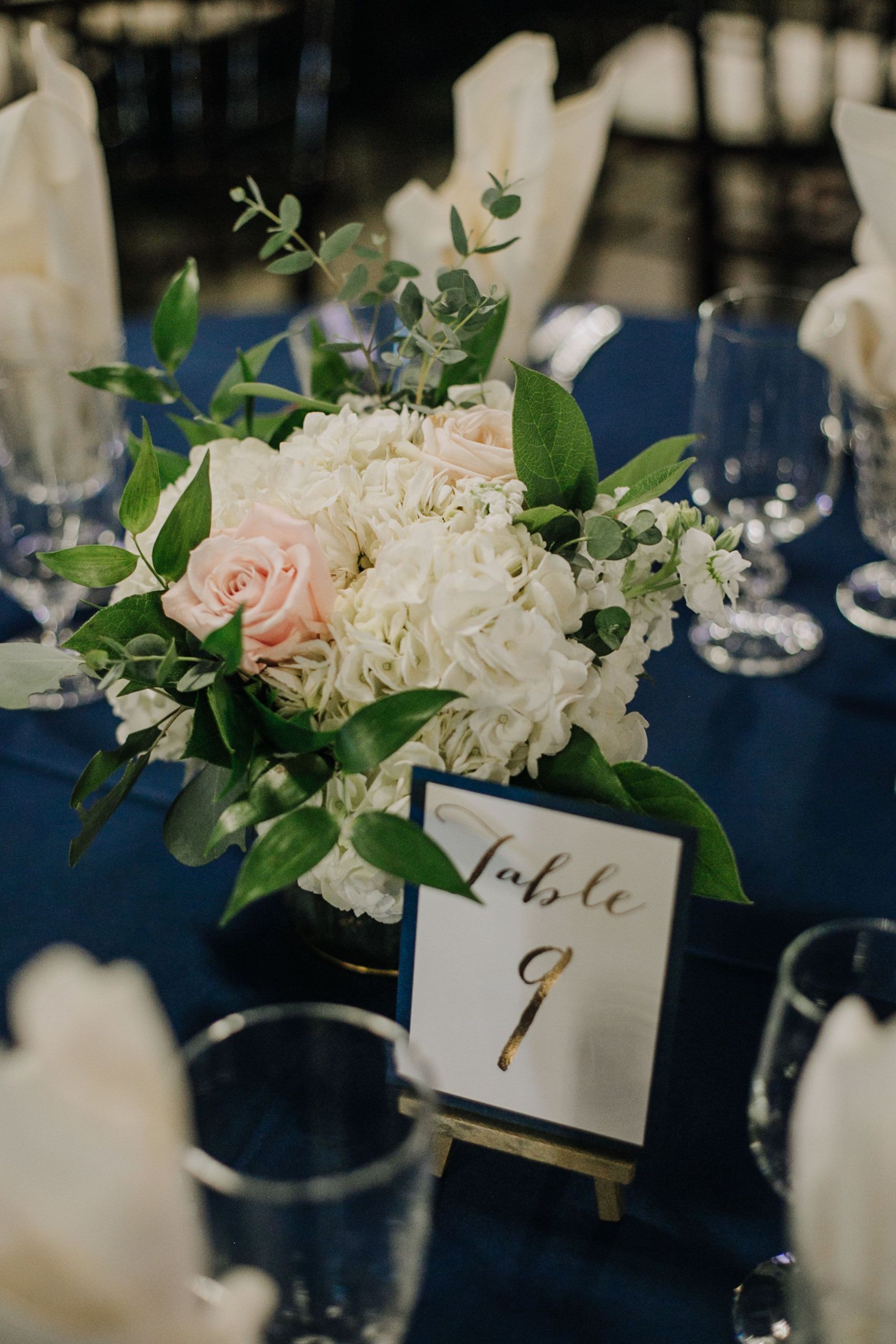 Wedding Flowers Kansas City
 Peach navy and green wedding centerpiece inspiration