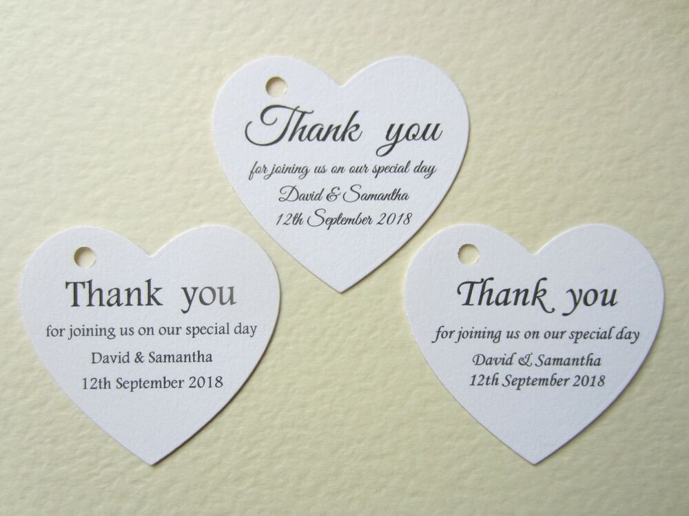 Wedding Gift Thank You Cards
 Personalised Heart Wedding Thank You Cards Tags Guest