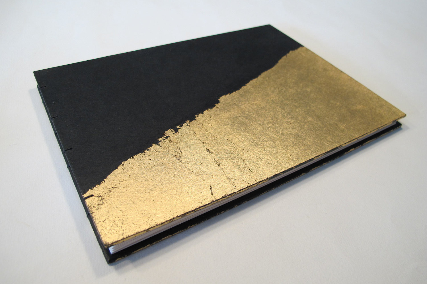 Wedding Guest Book Black
 Small Art Deco Black and Gold Leaf Modern Wedding Guest Book