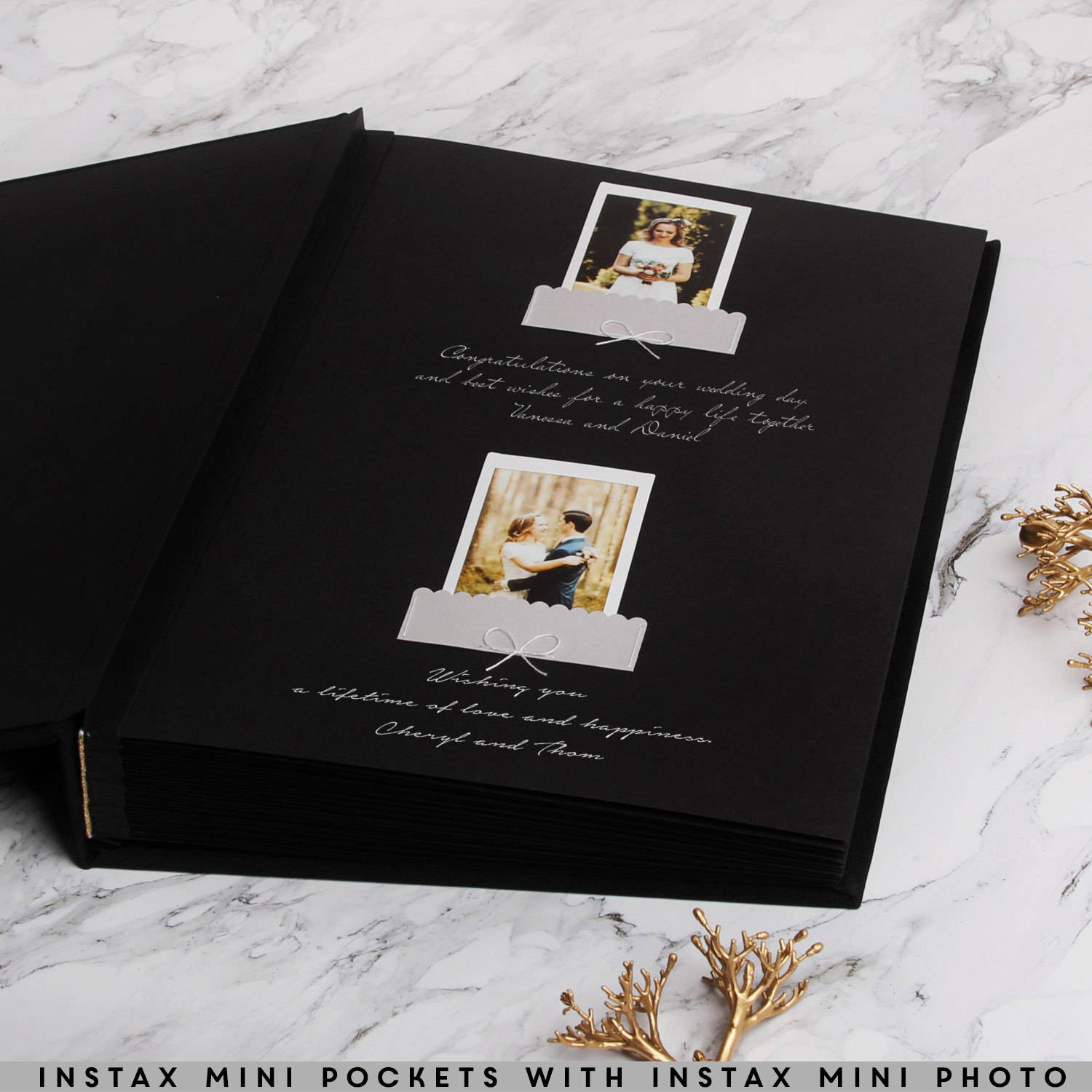 Wedding Guest Book Black
 Wedding Album Black Instant Guest book Black pages Instax