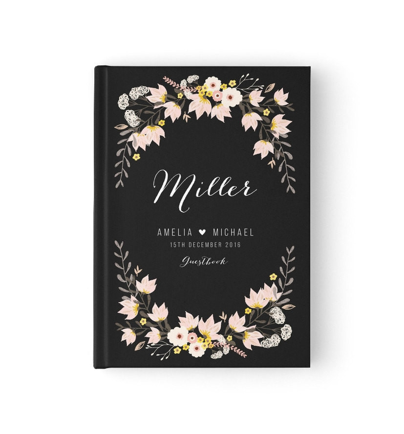 Wedding Guest Book Black
 Black Wedding Guest Book Personalized Guest Book Bridal