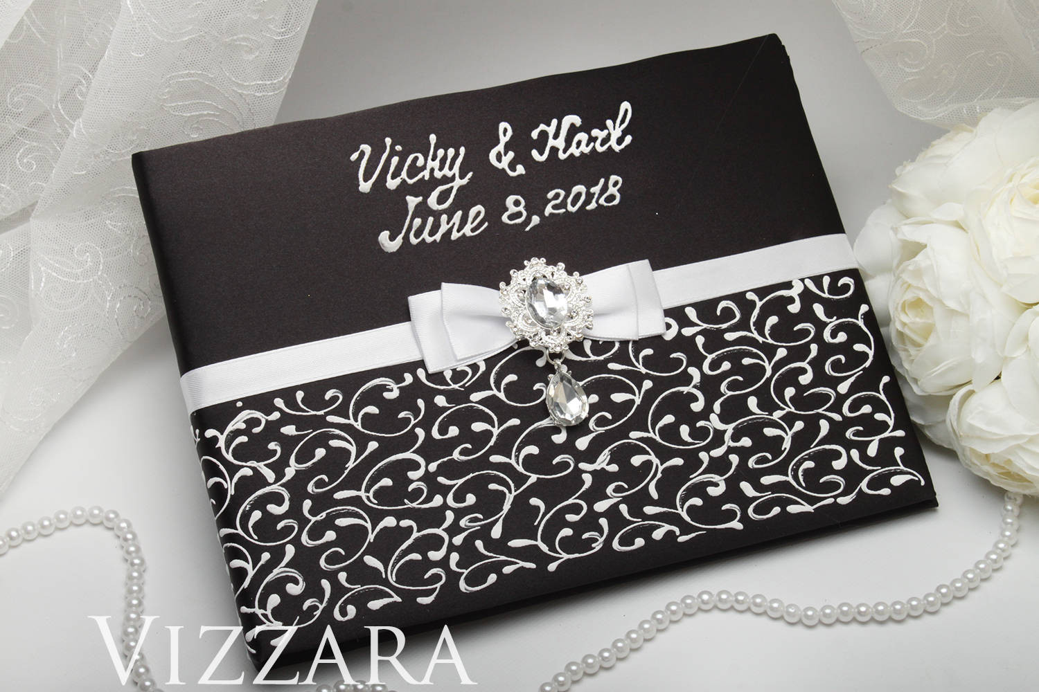 Wedding Guest Book Black
 guest book Black and white weddings Guest books wedding