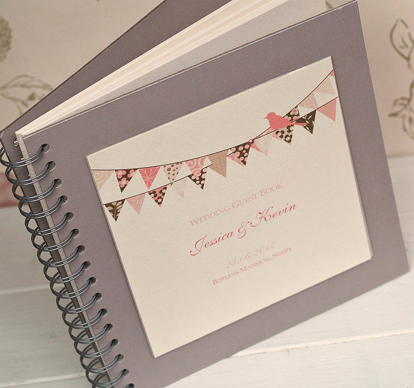 Wedding Guest Book Layout
 bunting design personalised wedding guest book by