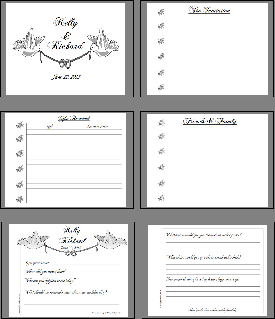 Wedding Guest Book Layout
 Customized Personalized Wedding Guest Book Alternatives