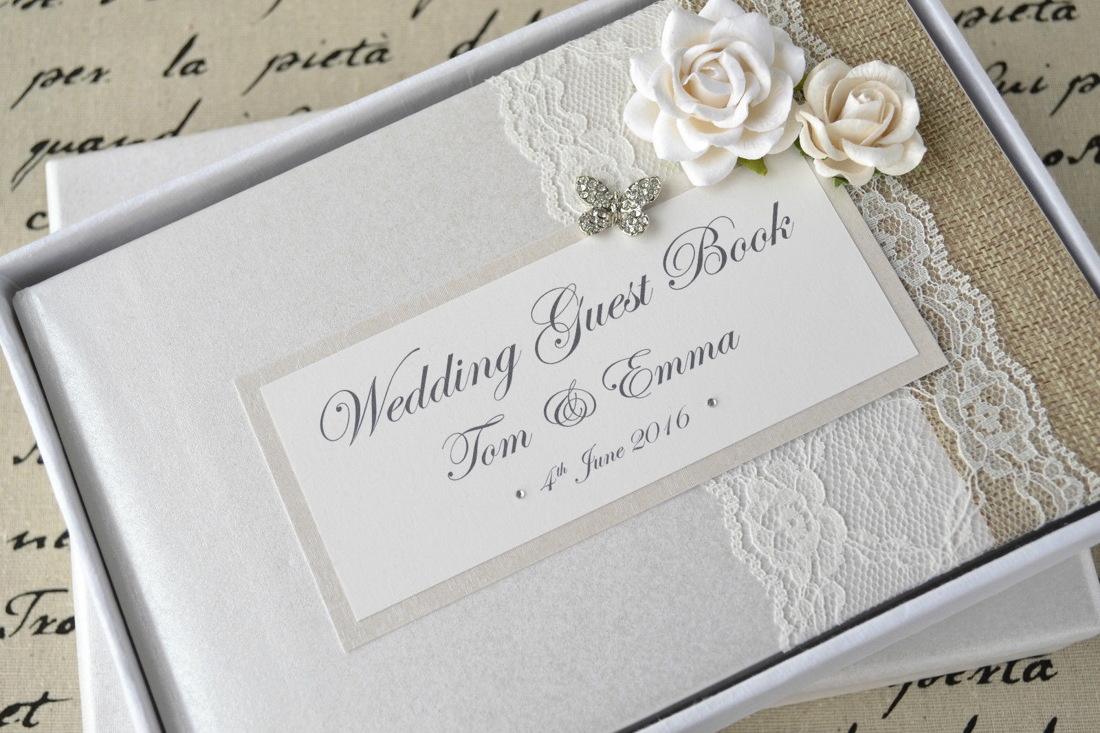 Wedding Guest Book Personalised
 Luxury Personalised Wedding Guest Book & Album Set Lace