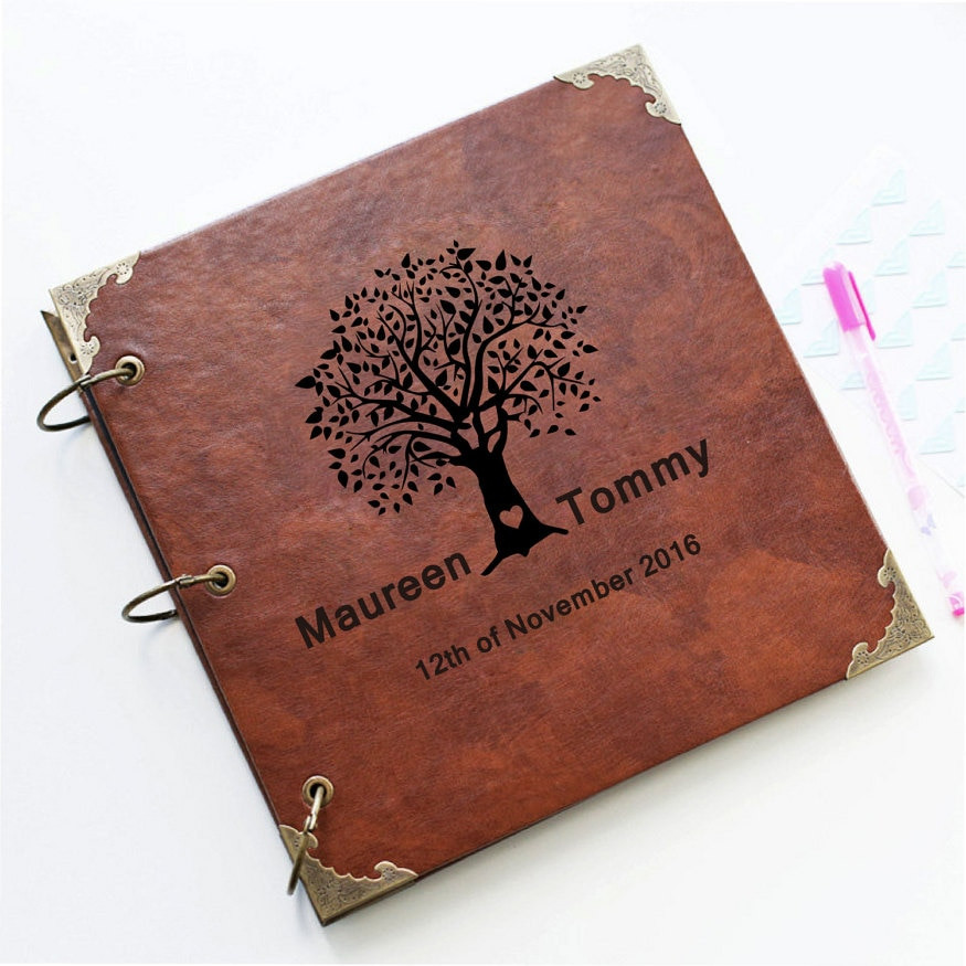 Wedding Guest Book Personalised
 Custom Wedding tree Leather Guest Book Personalized