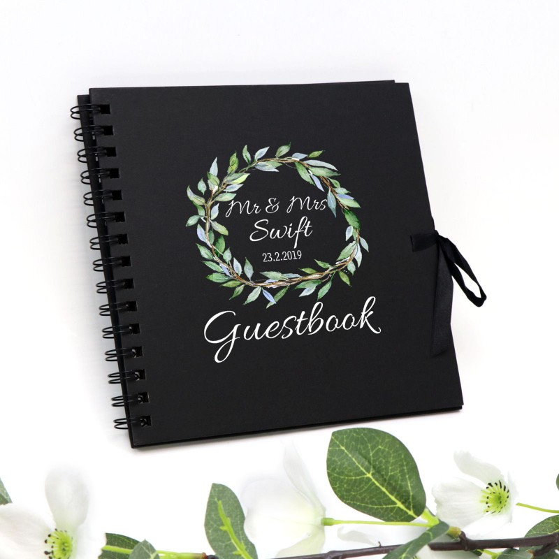 Wedding Guest Book Photo Book
 Printed Personalised Guest Book Spiral Black Wedding