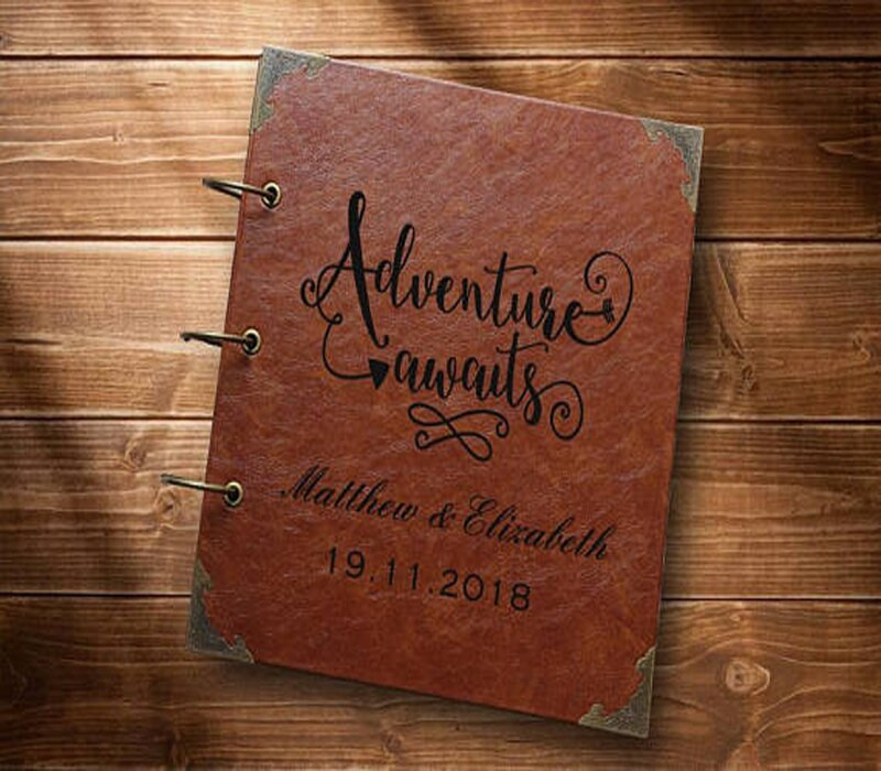 Wedding Guest Book Photo Book
 Leather Travel Album Our Adventure Book
