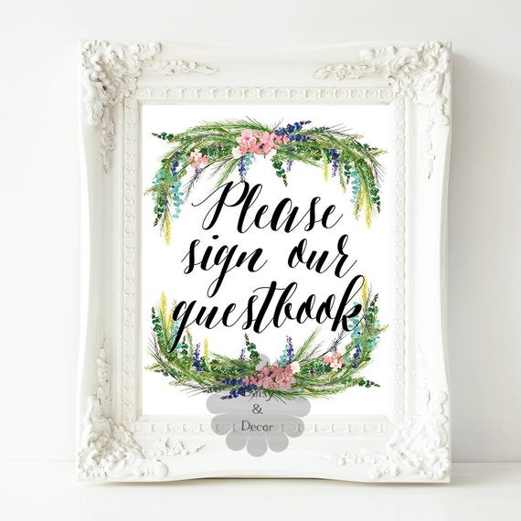 Wedding Guest Book Quotes
 Guest book Please sign our guestbook quote printable wedding