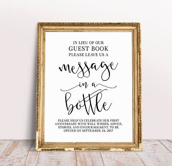 Wedding Guest Book Quotes
 Message In A Bottle Custom Wedding Signs In Lieu