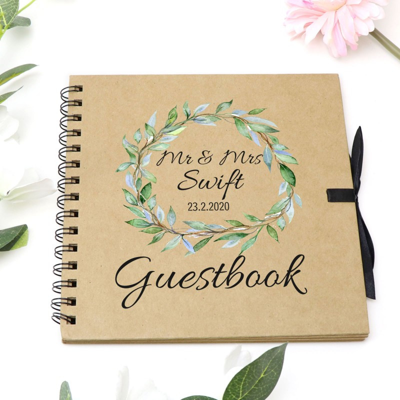 Wedding Guest Photo Book
 Personalised Brown Guest Book Kraft Paper Wedding