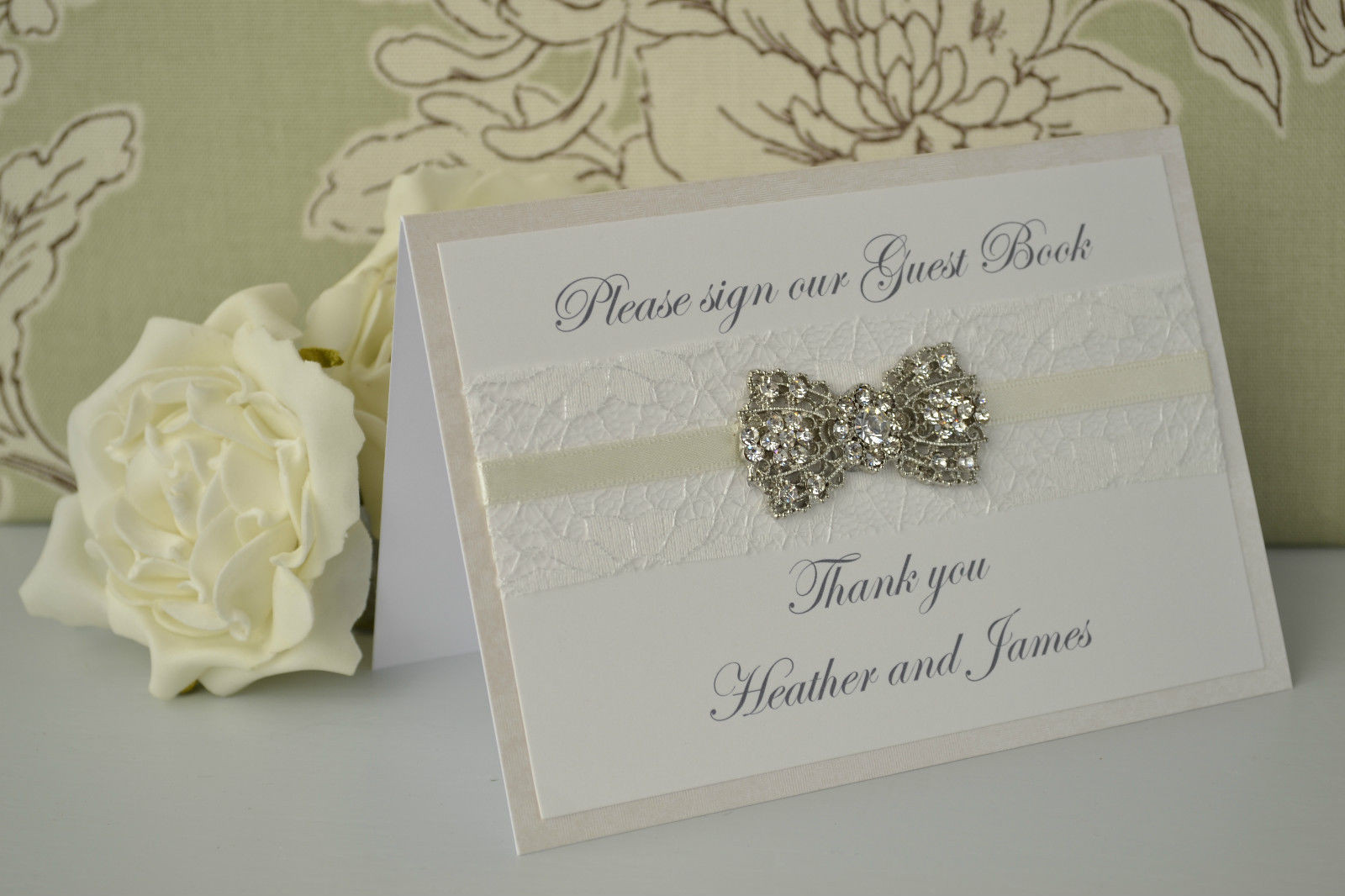 Wedding Guests Book
 Personalised Wedding Guest Book Sign – Vintage Diamante